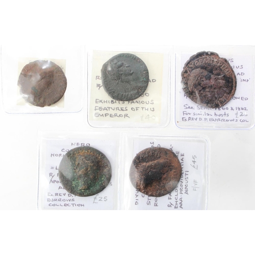 1913 - Roman (5) dealer's ex-stock of Roman copper Asses and a brass Dupondius: Nerva Aequitas As GF/F nice... 