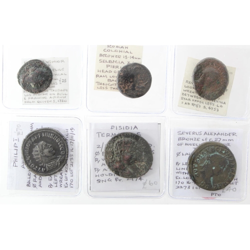 1918 - Roman Colonial (6) bronze, dealer's ex-stock: Aurelian eagle billon Tetradrachm VG, Seleucia & Pieri... 