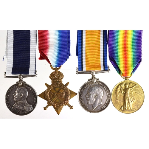 192 - 1915 Star Trio to 166950 G.W.J.Mills S.P.O., RN. With Naval LSGC Medal GV named (166950 G.W.J. Mills... 