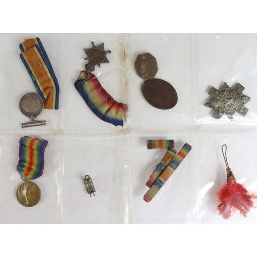 193 - 1915 Star Trio to 1808 Pte J Inglis, R.Highrs. Wounded. Entitled to Silver War badge. Lot includes b... 