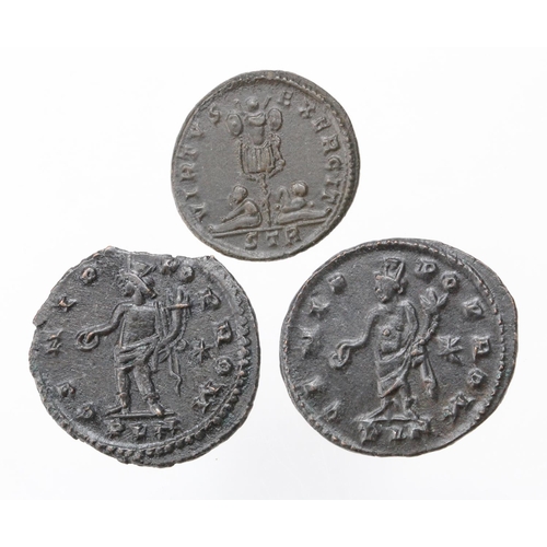 1930 - Roman Imperial (3): Constantine I (the Great) Genius Follis x2 London Mint, both EF, one on a mis-sh... 