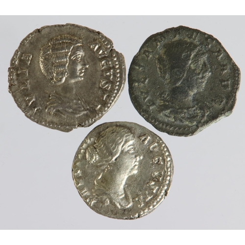 1937 - Roman Imperial Denarii (3): Julia Domna 'Pietas' EF, Julia Maesa base core 'Pudicitia' seated nF, an... 