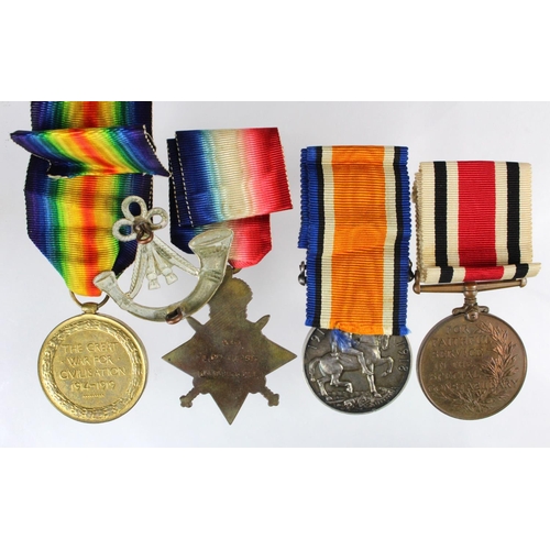 195 - 1915 star trio to 2054 L/Cpl W East Ox & Bucks LI comes with GRV special constabulary medal named to... 