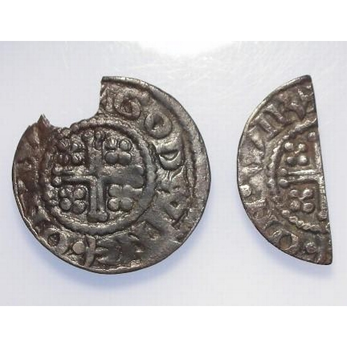 1994 - Henry II (1154-1189), Short Cross Penny and cut Halfpenny, class 1b1, Worcester: Penny 1b1 GODWINE 1... 