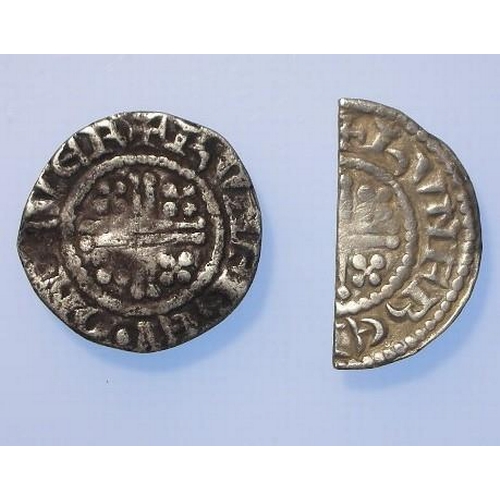 1997 - Henry II (1154-1189), Short Cross Penny and cut Halfpenny, class 1b1, York, HVNFREI: Penny 0.96g cli... 