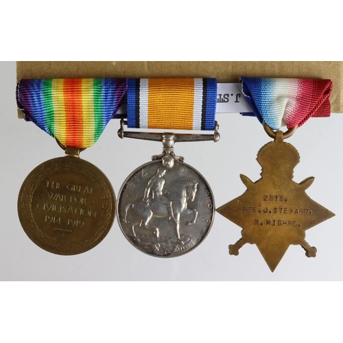 200 - 1915 Star Trio to 2616 Pte J Stewart R.Highrs. Served with 5th Bn.  Twice Wounded, once at Neuve Cha... 