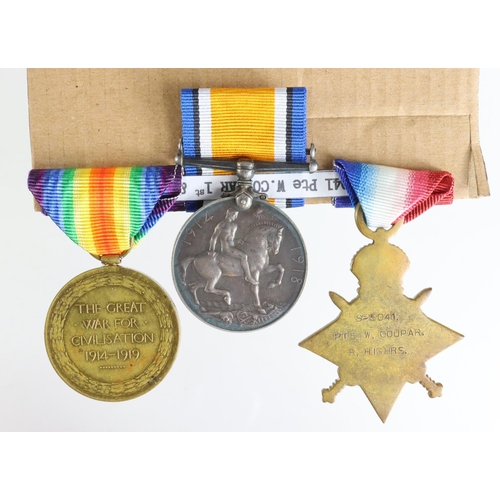 214 - 1915 Star Trio to S-5041 Pte W Coupar R.Highrs. Served with 1st & 9th Bn's. Recorded as Wounded Dund... 