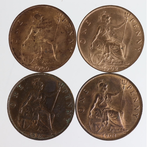 2176 - GB Pennies (4): 1896, 1900, 1901 and 1902, aEF to BU