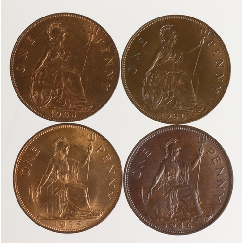 2177 - GB Pennies (4): 1930, 1935, 1938 and 1946, EF-BU