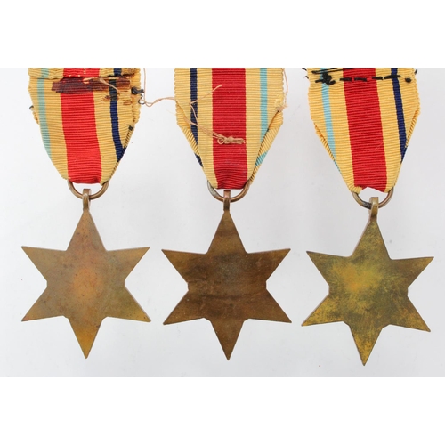 223 - Africa Star Medals all originals, one with a rosette to ribbon. (3)