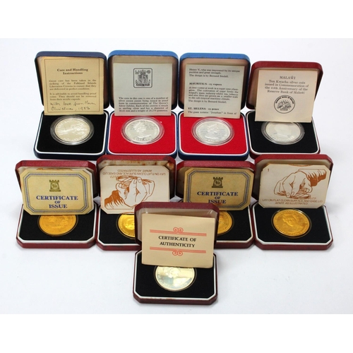 2327 - World Silver Proof Crown-size (9) aFDC/FDC in their boxes of issue