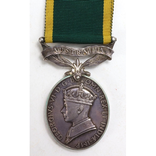 561 - Efficiency Medal GVI with Australia clasp named (VXIIII28. Capt E.R.J.Dobinson A.M.F.). With his 194... 