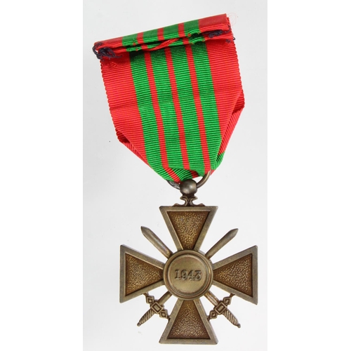 573 - France a Free French Forces General Giraud Croix de Guerre for the Tunisian Campaign, dated 1943, bo... 