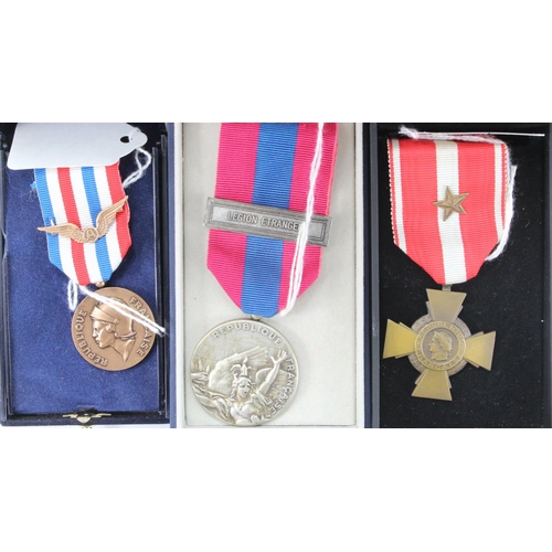 576 - French Aeronautical Medal of Honour, Cross of Military Valour, National Defence Medal + clasp Legion... 