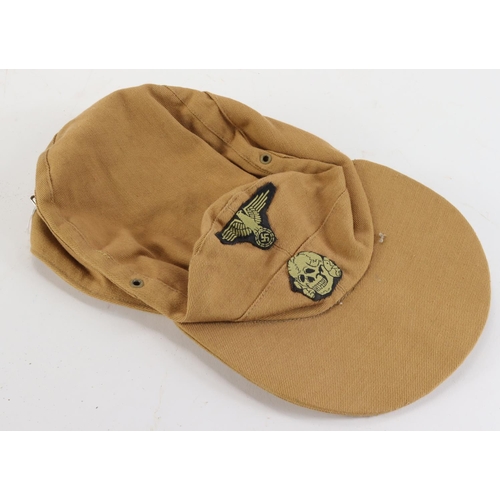 676 - German Nazi Africa Corps service soft cap with SS insignia