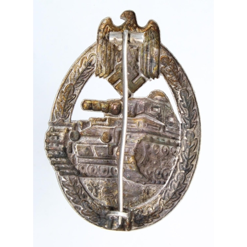 746 - German Panzer Assault badge, silver grade, pressed lighter weight example