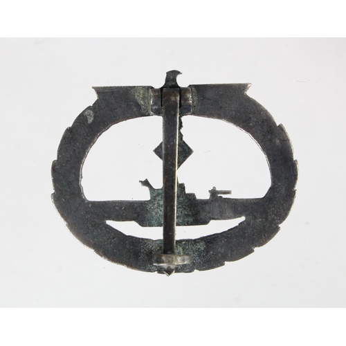 818 - German WW2 U boat war badge in silver maker marked Munchen 9.