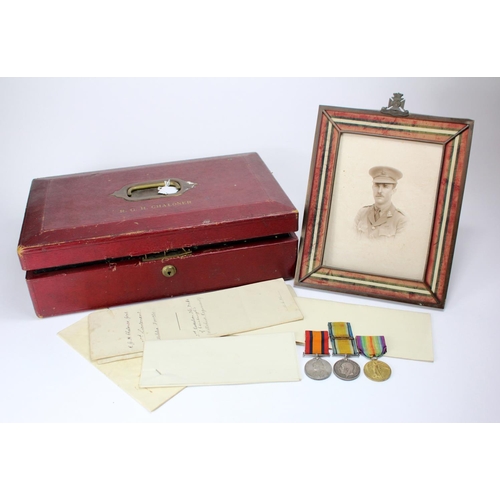 828 - Group QSA no clasp to Lieut R G H Chaloner Wilts Regt with BWM & Victory medals to Captain Richard G... 