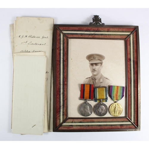 828 - Group QSA no clasp to Lieut R G H Chaloner Wilts Regt with BWM & Victory medals to Captain Richard G... 