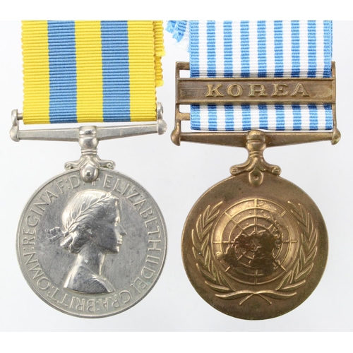 890 - Korea Medal QE2 (BRITT:OMN) named 22606554 Pte G Jones. Welch. and UN Medal with Korea clasp. (2)