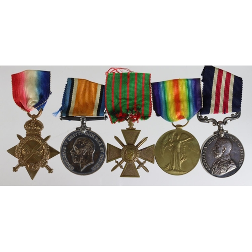 917 - Military Medal group - MM named (32297 Sjt (A-B.Q.M.Sjt) C G Saunders RGA). 1915 Star Trio (32297 Cp... 