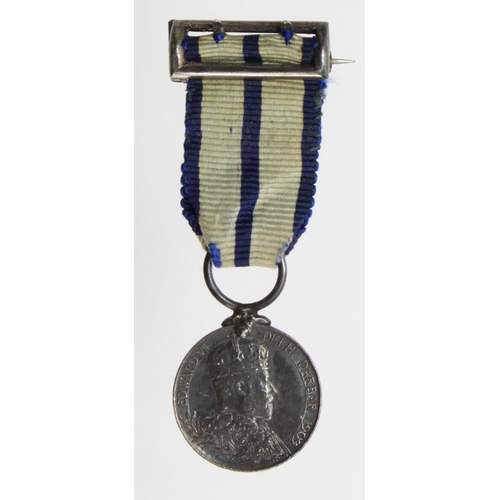 923 - Miniature EDVII Delhi Durbar medal, well struck old version with original mounting ribbon bar