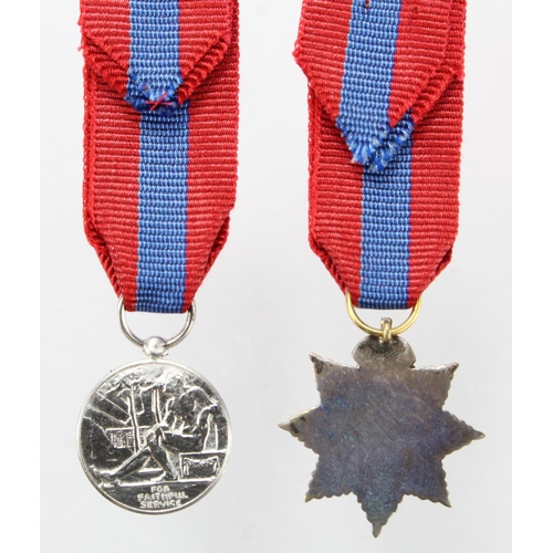 924 - Miniature Imperial Service medals Geo.V a Star and a medal, very slight loss of cypher paint