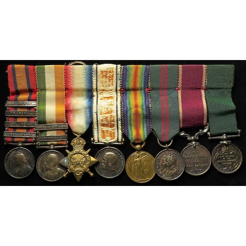 925 - Miniature medal group (original), mounted as worn, QSA with bars CC/Tugela Heights/TR/ORC, KSA with ... 