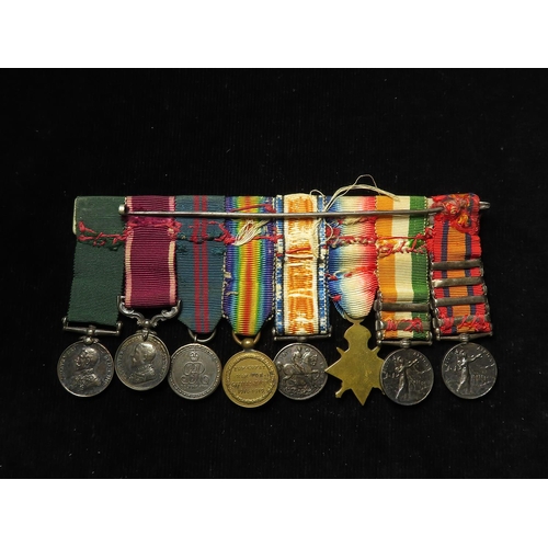 925 - Miniature medal group (original), mounted as worn, QSA with bars CC/Tugela Heights/TR/ORC, KSA with ... 