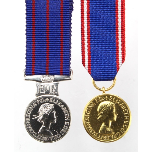 929 - Miniature Royal Service medals a gilt RVM EIIR and Royal Household LS&GC medal EIIR