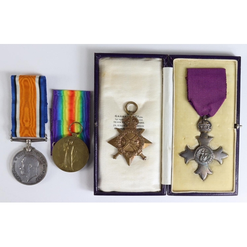 943 - OBE, 1915 Star Trio named (Lieut C.S.Bundock 2/RMT.UNIT.A.I.F.) (Pair named A-Capt C S Bundock A.I.F... 