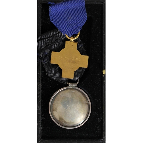 945 - Order of St John medal in case with London County Council First Aid medal named to Teresa Bird.