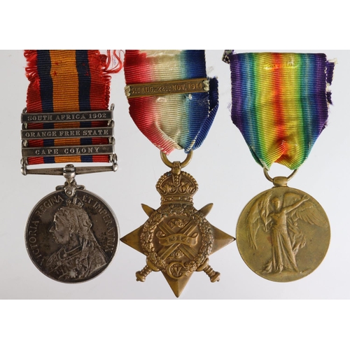 965 - QSA with bars CC/SA01/SA02 named (8090 Pte J Pryce RL.Highrs) served with 2nd Bn. 1914 Star with ori... 