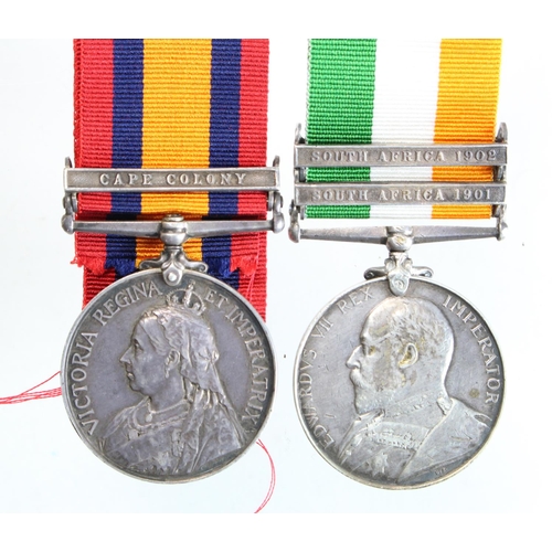 969 - QSA with Clasp: Cape Colony, with KSA, Clasps: SA1901 & SA1902, named to 2907 Pte William Mann, 1st ... 