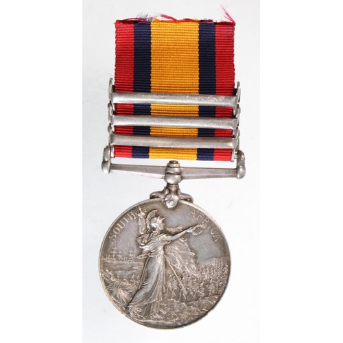 970 - QSA with Clasps: Transvaal, Orange Free State, Cape Colony, named to 797 Pte H. Barker, 1st Suffolk ... 