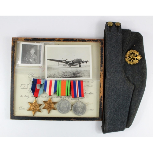 977 - RAF group of three medals with Bomber Command certificate of good service named to Sergeant D N Tutt... 