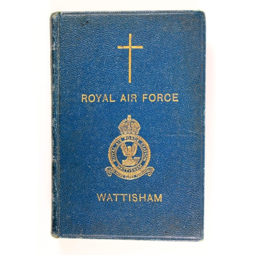 989 - RAF WW2 scarce Wattisham bible with kings crown RAF badge to the cover.