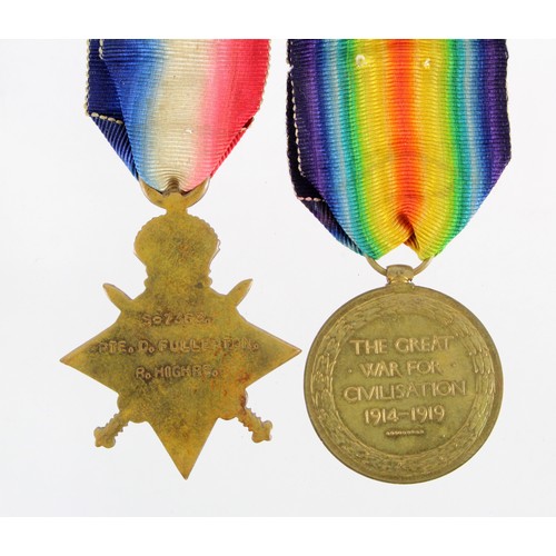 158 - 1915 Star and Victory Medal to S-7363 Pte D Fullerton R.Highrs. Served with 10th Bn.  (2)