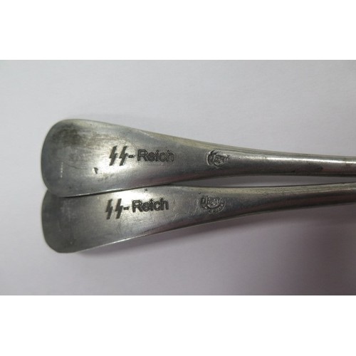 727 - German Nazi Waffen SS Junkerschule (Leaders Collage) Canteen Spoons. (2)