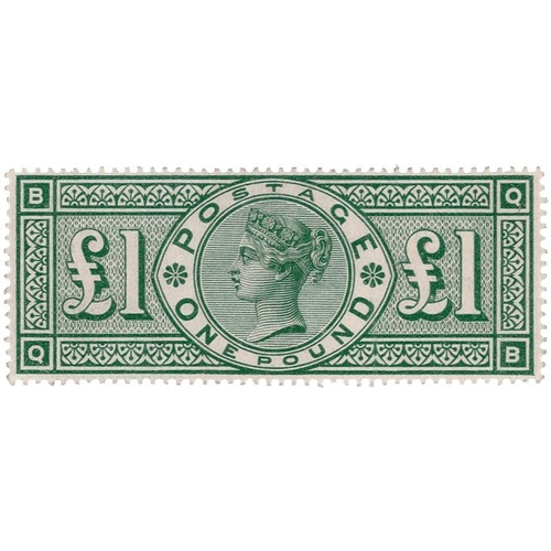 66 - GB - QV £1 green 1887-92, SG212, mounted mint, good perfs, cat £3500