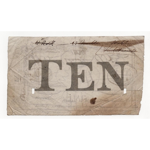 38 - Paper ephemera, hand drawn sketch for bank note design dated 1834