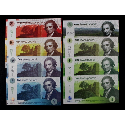 449 - Lewes Transitional Series (8), 21 Pounds, 10 Pounds, 5 Pounds & 1 Pound (2) valid till 2014 issued 2... 