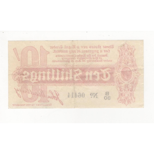 45 - Bradbury 10 Shillings issued 1914, serial B/30 06414, No. with dot (T10, Pick346) lovely crisp, orig... 