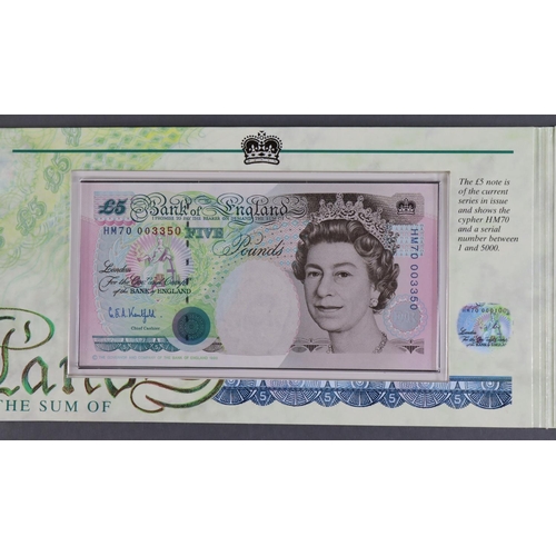 467 - Debden sets (2), C119 HM the Queen's 70th birthday issued 1996, comprising Kentfield 5 Pounds serial... 