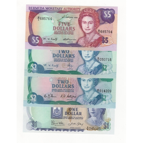 506 - Bermuda (4), 5 Dollars dated 20th February 1996, 2 Dollars (2) dated 1st October 1988 & 6th June 199... 