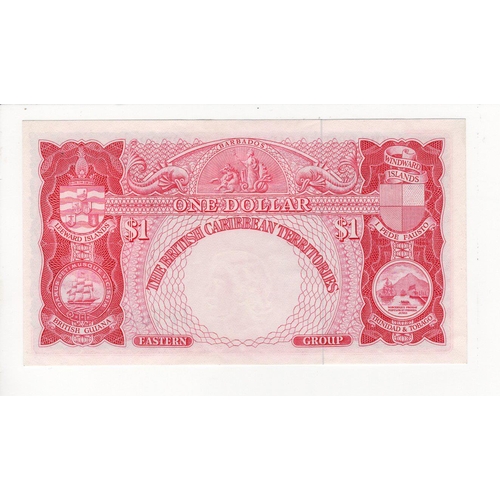 516 - British Caribbean Territories 1 Dollar dated 2nd January 1962, portrait Queen Elizabeth II, serial J... 