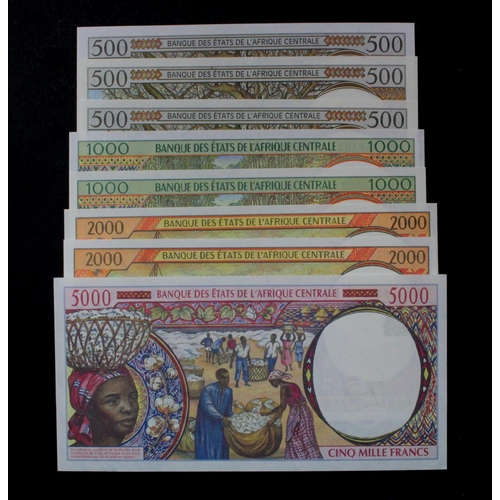 542 - Central African States (8), a good group of high grade notes, Gabon 5000 Francs issued 1998, Gabon 5... 