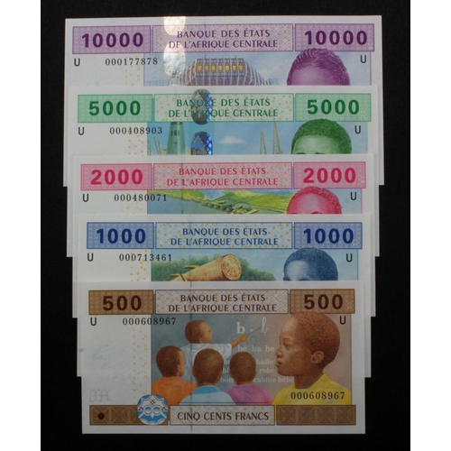 543 - Central African States, a group of Uncirculated notes from Cameroun (5), 10000 Francs dated 2002, se... 