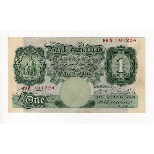 63 - Catterns 1 Pound issued 1930, exceptionally rare LAST RUN '99A' prefix, this the much scarcer second... 