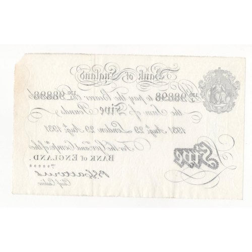 67 - Catterns 5 Pounds dated 29th August 1931, serial 130/J 98898, London issue (B228, Pick328a) lightly ... 